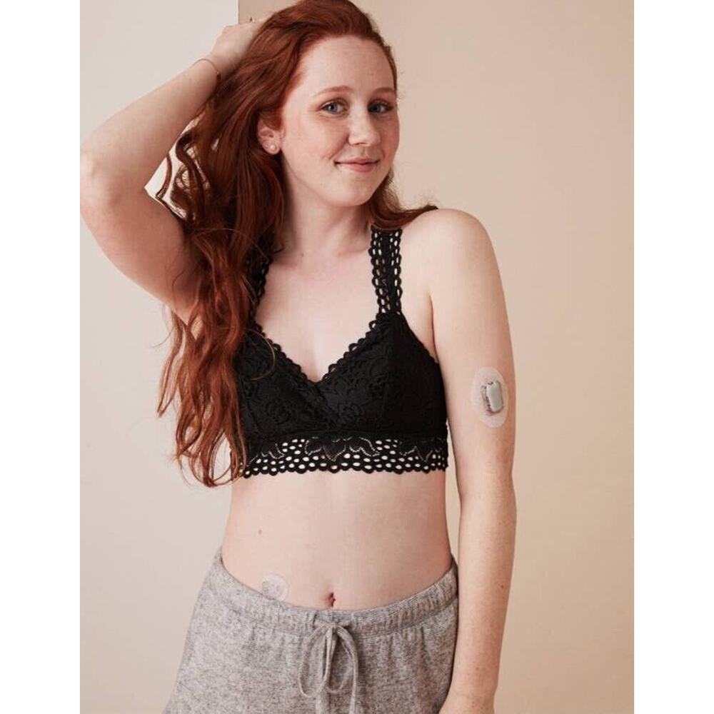 Aerie Bralette Womens Small Black Lace Bra Racerback Stretch Bra